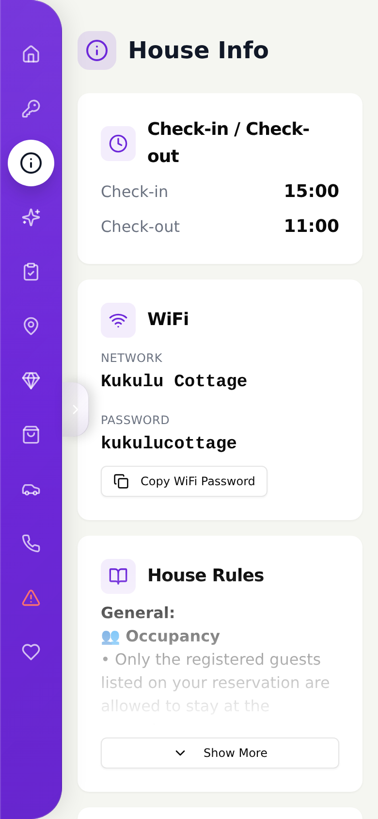 During the stay in the Hostito guest experience